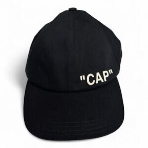 OFF-WHITE Black "CAP" Virgil Abloh Quintessential Logo Cap Main Label 2013 SS18